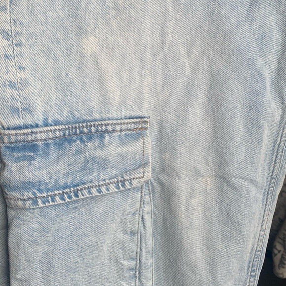 Zara Blue Cargo Flare Wide Leg Jeans- Mid rise- - Picture 4 of 6